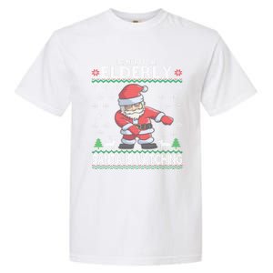 Elderly Santa Is Watching Grandma Grandpa Ugly Christmas Cute Gift Garment-Dyed Heavyweight T-Shirt