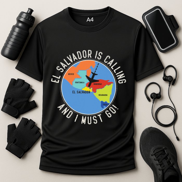 El Salvador Is Calling And I Must Go El Salvador Map Performance Shirt