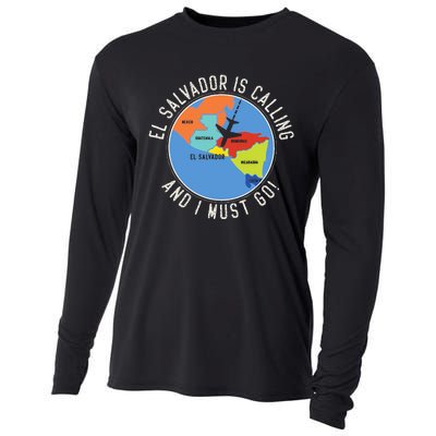 El Salvador Is Calling And I Must Go El Salvador Map Cooling Performance Long Sleeve Crew