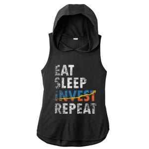 Eat Sleep Invest Repeat Investment Trading Ladies PosiCharge Tri-Blend Wicking Draft Hoodie Tank