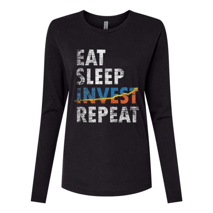 Eat Sleep Invest Repeat Investment Trading Womens Cotton Relaxed Long Sleeve T-Shirt