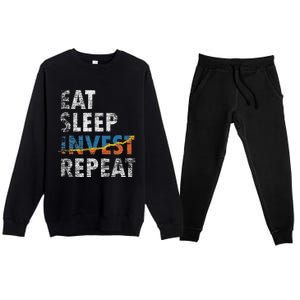 Eat Sleep Invest Repeat Investment Trading Premium Crewneck Sweatsuit Set