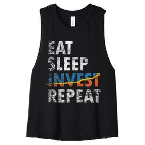 Eat Sleep Invest Repeat Investment Trading Women's Racerback Cropped Tank