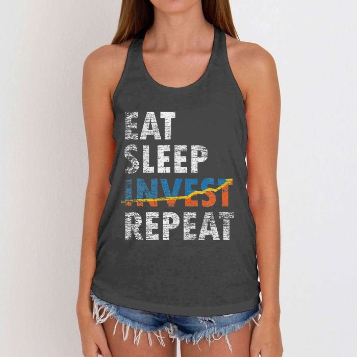 Eat Sleep Invest Repeat Investment Trading Women's Knotted Racerback Tank