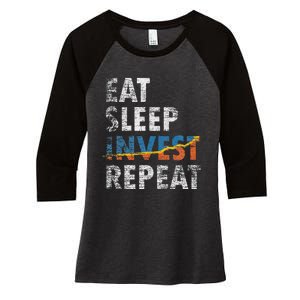 Eat Sleep Invest Repeat Investment Trading Women's Tri-Blend 3/4-Sleeve Raglan Shirt