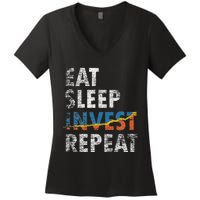 Eat Sleep Invest Repeat Investment Trading Women's V-Neck T-Shirt