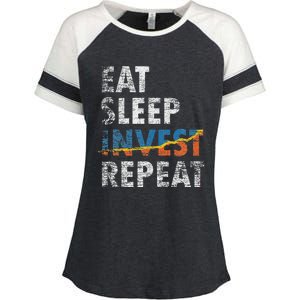 Eat Sleep Invest Repeat Investment Trading Enza Ladies Jersey Colorblock Tee