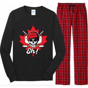 Eh Skeleton Ice Hockey Player Canadian Flag Cute Gift Long Sleeve Pajama Set