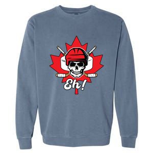 Eh Skeleton Ice Hockey Player Canadian Flag Cute Gift Garment-Dyed Sweatshirt