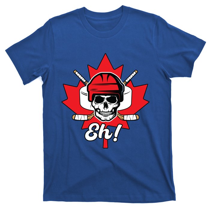 Eh Skeleton Ice Hockey Player Canadian Flag Cute Gift T-Shirt