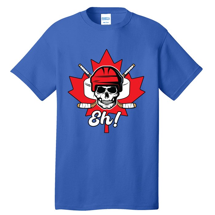 Eh Skeleton Ice Hockey Player Canadian Flag Cute Gift Tall T-Shirt