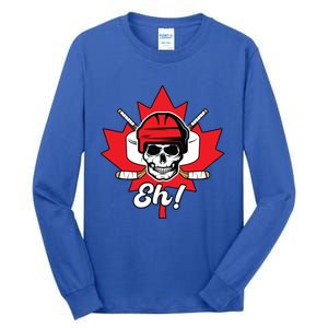 Eh Skeleton Ice Hockey Player Canadian Flag Cute Gift Tall Long Sleeve T-Shirt