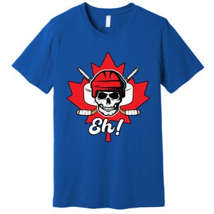 Eh Skeleton Ice Hockey Player Canadian Flag Cute Gift Premium T-Shirt