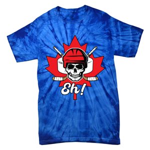 Eh Skeleton Ice Hockey Player Canadian Flag Cute Gift Tie-Dye T-Shirt