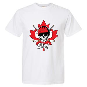 Eh Skeleton Ice Hockey Player Canadian Flag Cute Gift Garment-Dyed Heavyweight T-Shirt