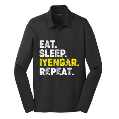 Eat Sleep Iyengar Yoga Repeat! Funny Iyengar Yoga Phrase Cool Gift Silk Touch Performance Long Sleeve Polo