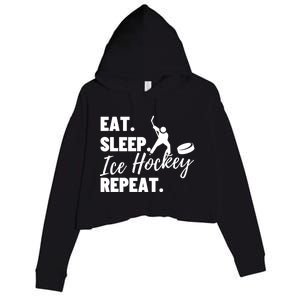 Eat Sleep Ice Hockey Repeat Ice Hockey Gift Crop Fleece Hoodie