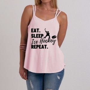 Eat Sleep Ice Hockey Repeat Ice Hockey Gift Women's Strappy Tank