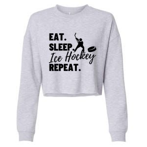 Eat Sleep Ice Hockey Repeat Ice Hockey Gift Cropped Pullover Crew