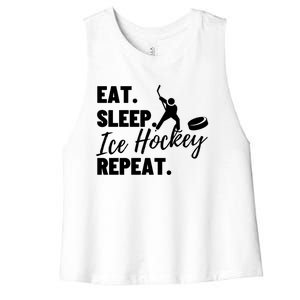 Eat Sleep Ice Hockey Repeat Ice Hockey Gift Women's Racerback Cropped Tank