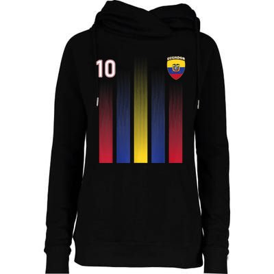 Ecuador Soccer Jersey Ecuador 10 Soccer Football Fan Womens Funnel Neck Pullover Hood