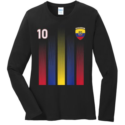 Ecuador Soccer Jersey Ecuador 10 Soccer Football Fan Ladies Long Sleeve Shirt