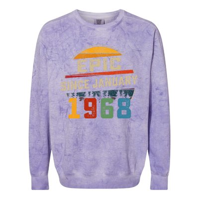 Epic Since January 1968 55th Birthday Gift 55 Years Old Colorblast Crewneck Sweatshirt