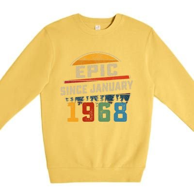 Epic Since January 1968 55th Birthday Gift 55 Years Old Premium Crewneck Sweatshirt