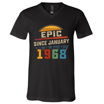 Epic Since January 1968 55th Birthday Gift 55 Years Old V-Neck T-Shirt