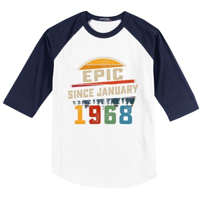 Epic Since January 1968 55th Birthday Gift 55 Years Old Baseball Sleeve Shirt