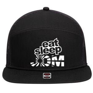 Eat Sleep JDM Tuner Car Lover 7 Panel Mesh Trucker Snapback Hat