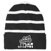 Eat Sleep JDM Tuner Car Lover Striped Beanie with Solid Band