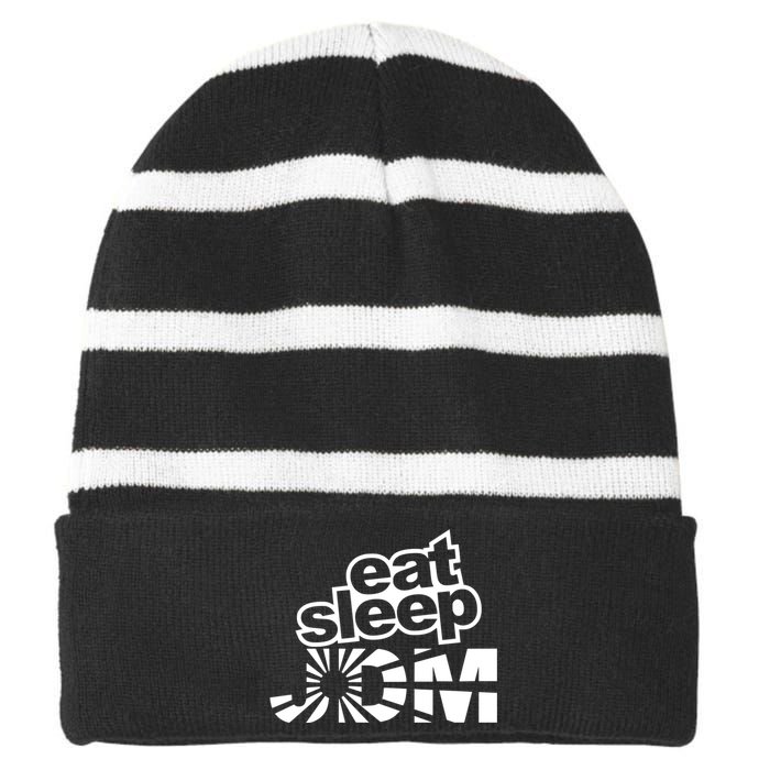 Eat Sleep JDM Tuner Car Lover Striped Beanie with Solid Band