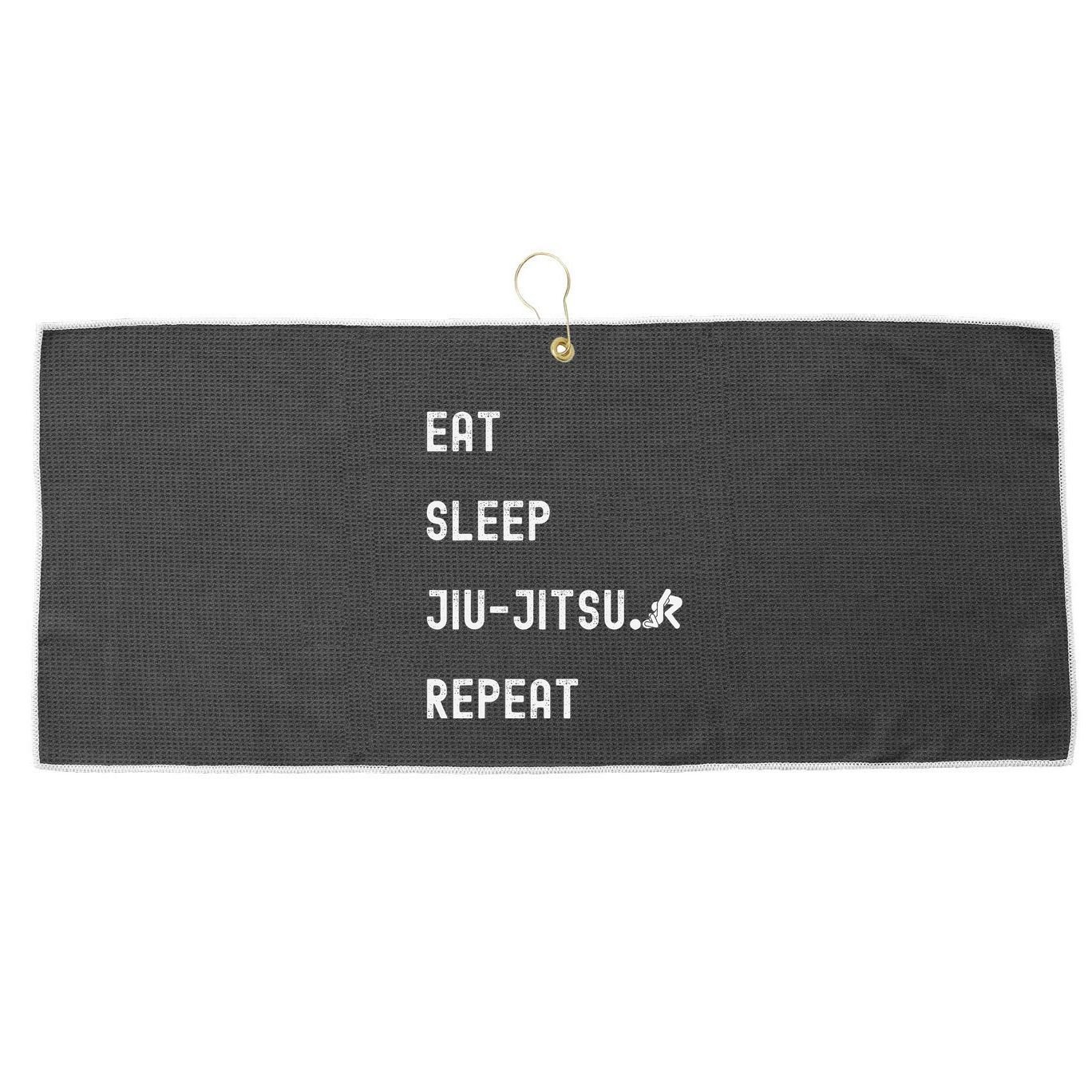 Eat Sleep Jiujitsu Repeat Large Microfiber Waffle Golf Towel
