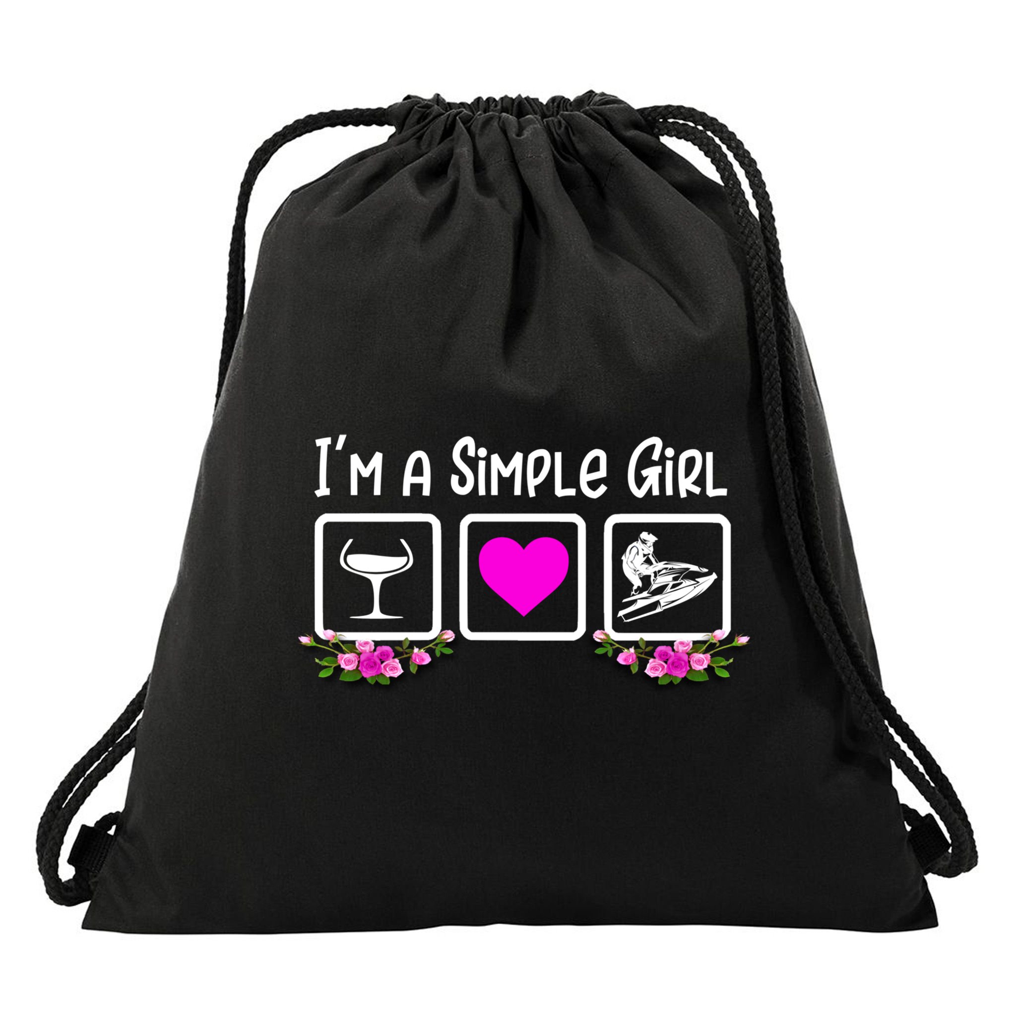 Eat Sleep Jetski Water Sports Floral Simple Jet Skiing Great Gift Drawstring Bag