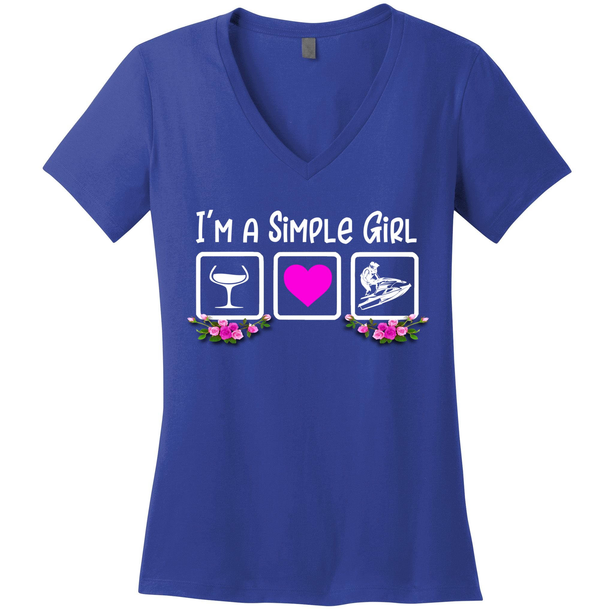 Eat Sleep Jetski Water Sports Floral Simple Jet Skiing Great Gift Women's V-Neck T-Shirt