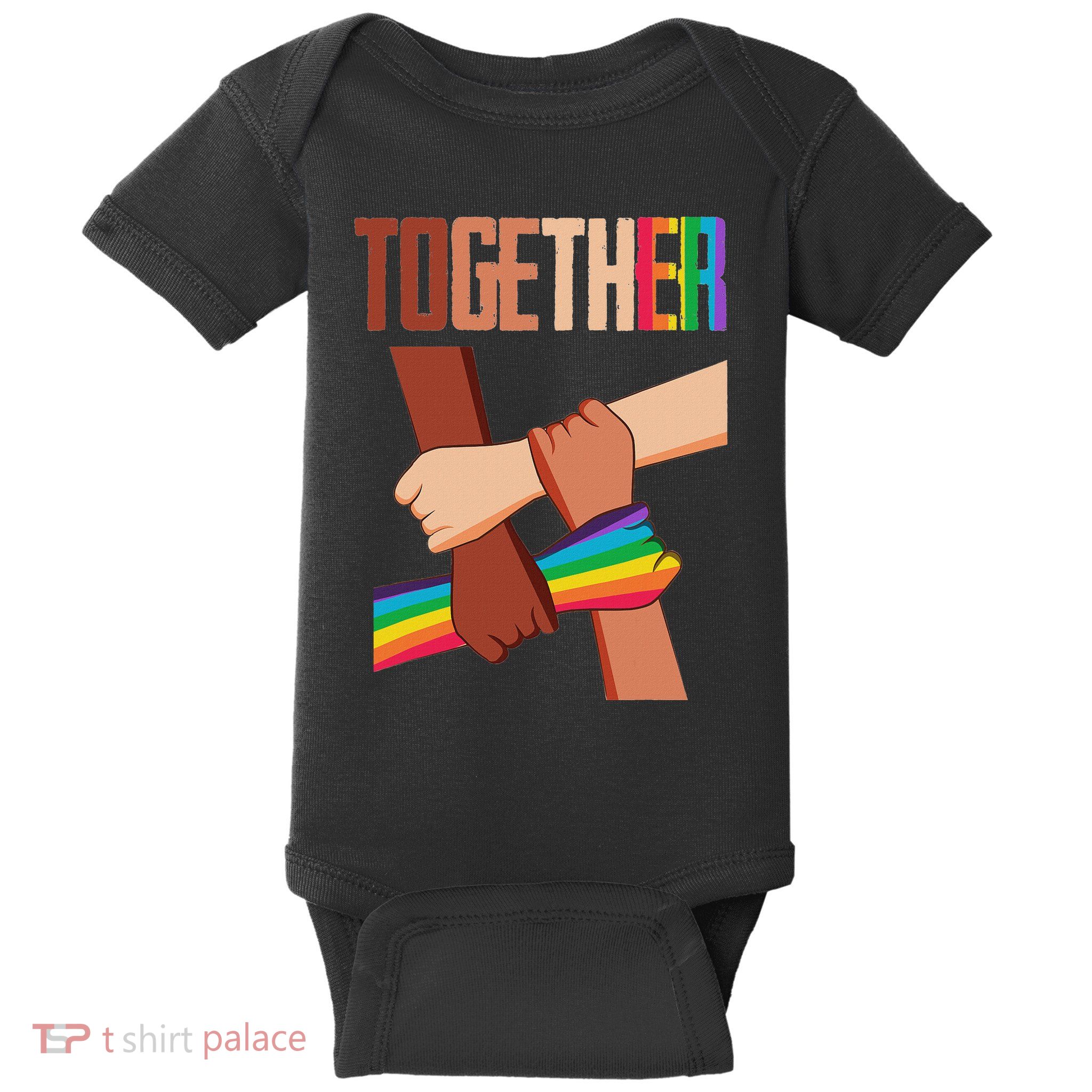 Equality Social Justice Human Rights Together Rainbow Hands Baby Bodysuit