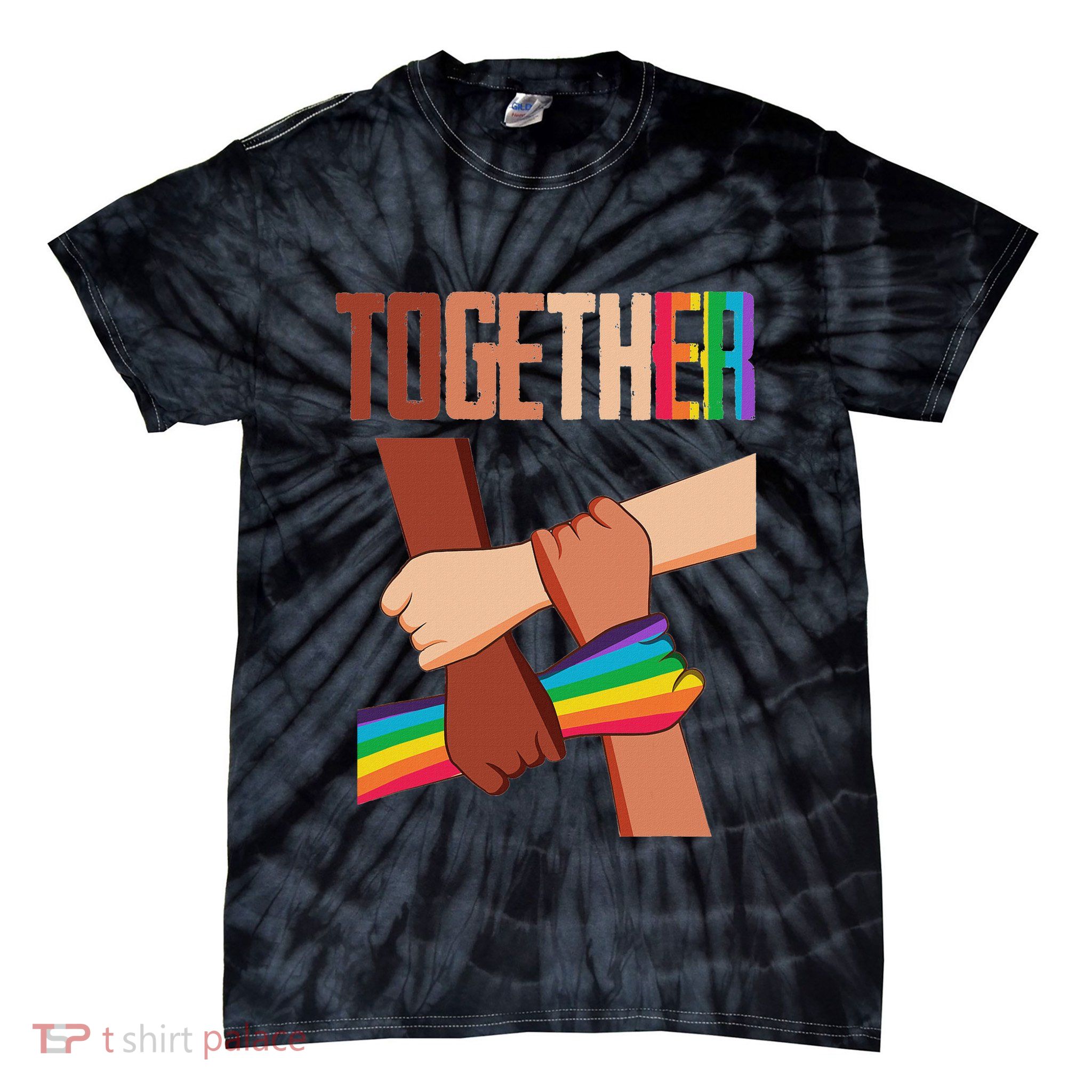 Equality Social Justice Human Rights Together Rainbow Hands Tie-Dye T-Shirt