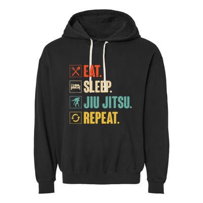 Eat Sleep Jiujitsu Repeat Funny Jiujitsu Martial Art Combat Garment-Dyed Fleece Hoodie