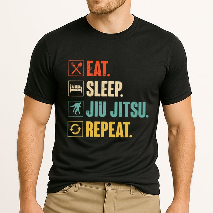 Eat Sleep Jiujitsu Repeat Funny Jiujitsu Martial Art Combat Cooling Performance Crew T-Shirt
