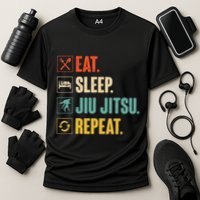 Eat Sleep Jiujitsu Repeat Funny Jiujitsu Martial Art Combat Cooling Performance Crew T-Shirt