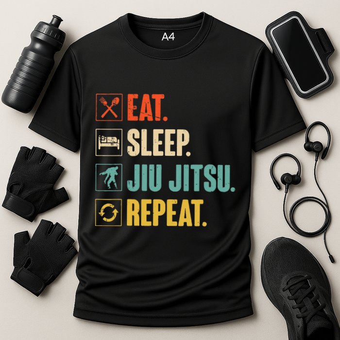 Eat Sleep Jiujitsu Repeat Funny Jiujitsu Martial Art Combat Cooling Performance Crew T-Shirt