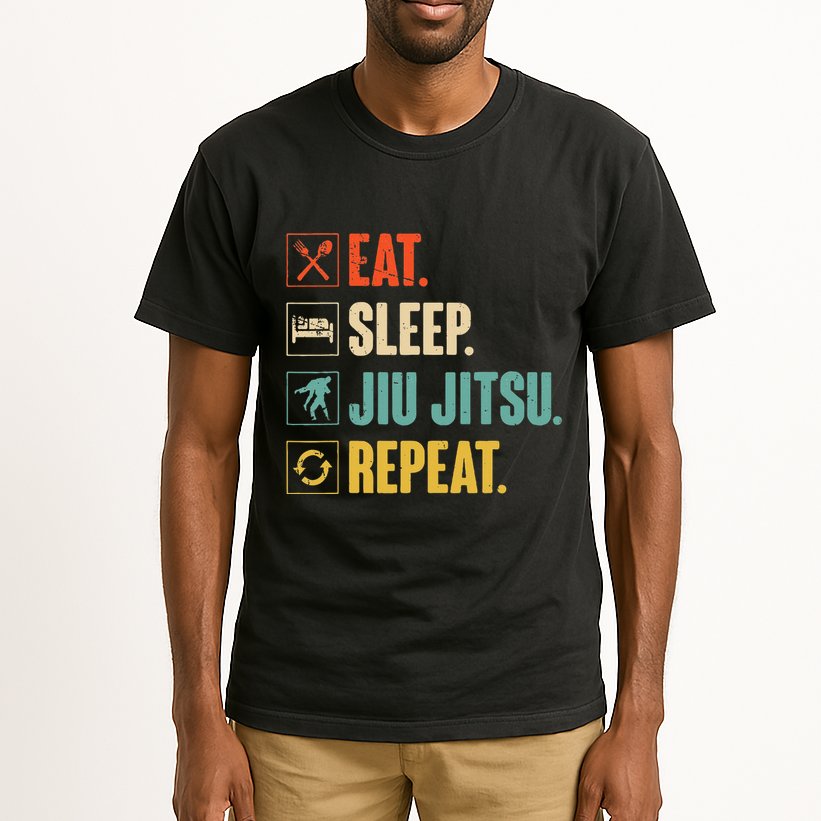 Eat Sleep Jiujitsu Repeat Funny Jiujitsu Martial Art Combat Tall T-Shirt
