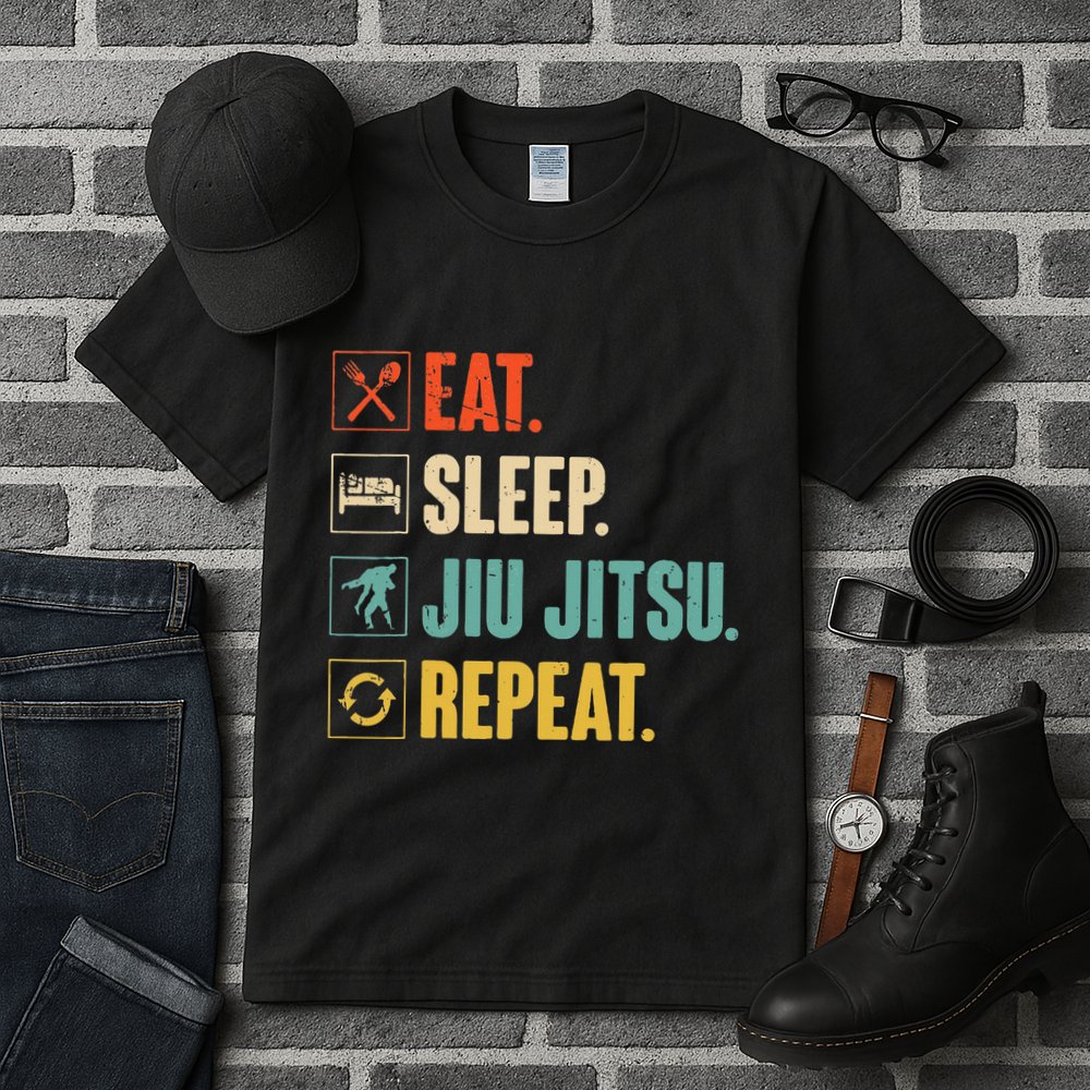 Eat Sleep Jiujitsu Repeat Funny Jiujitsu Martial Art Combat Tall T-Shirt
