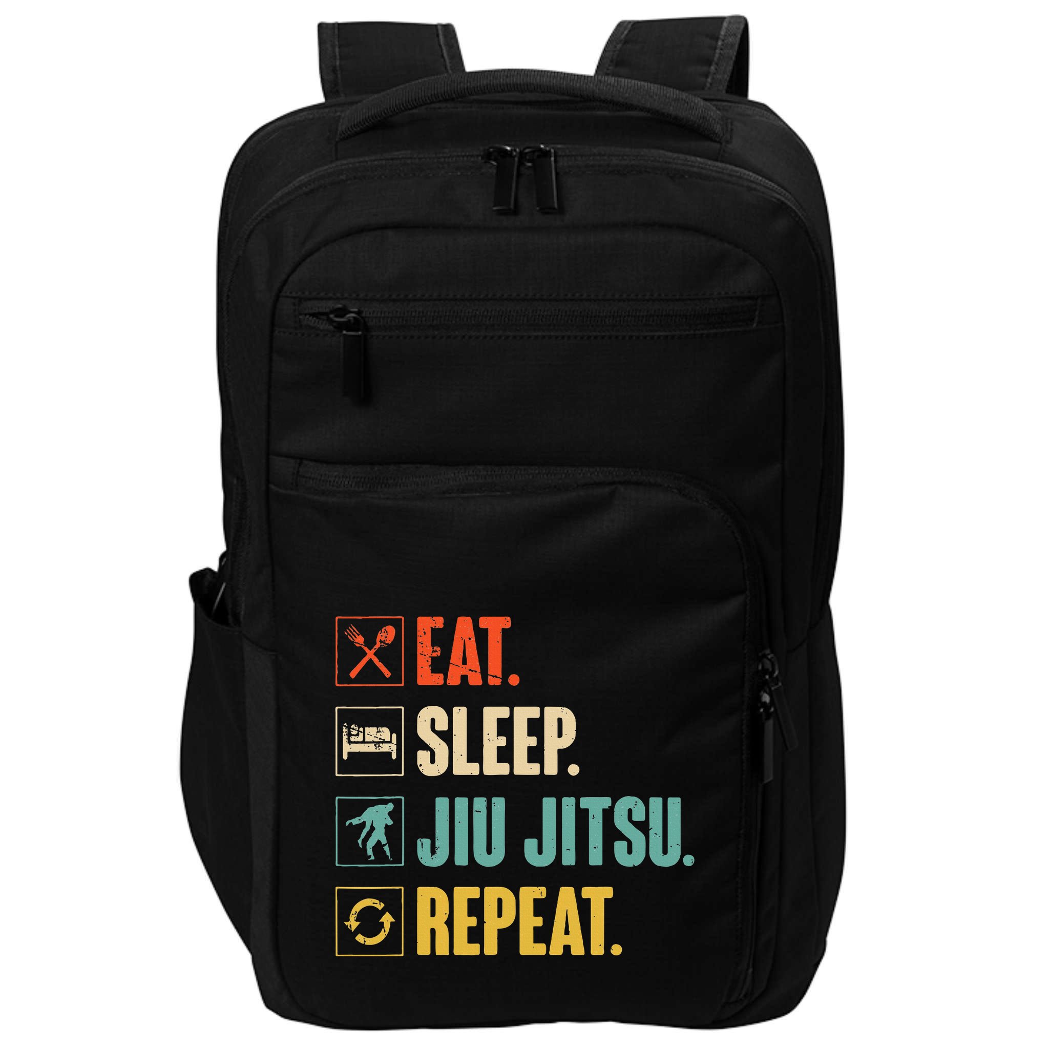 Eat Sleep Jiujitsu Repeat Funny Jiujitsu Martial Art Combat Impact Tech Backpack
