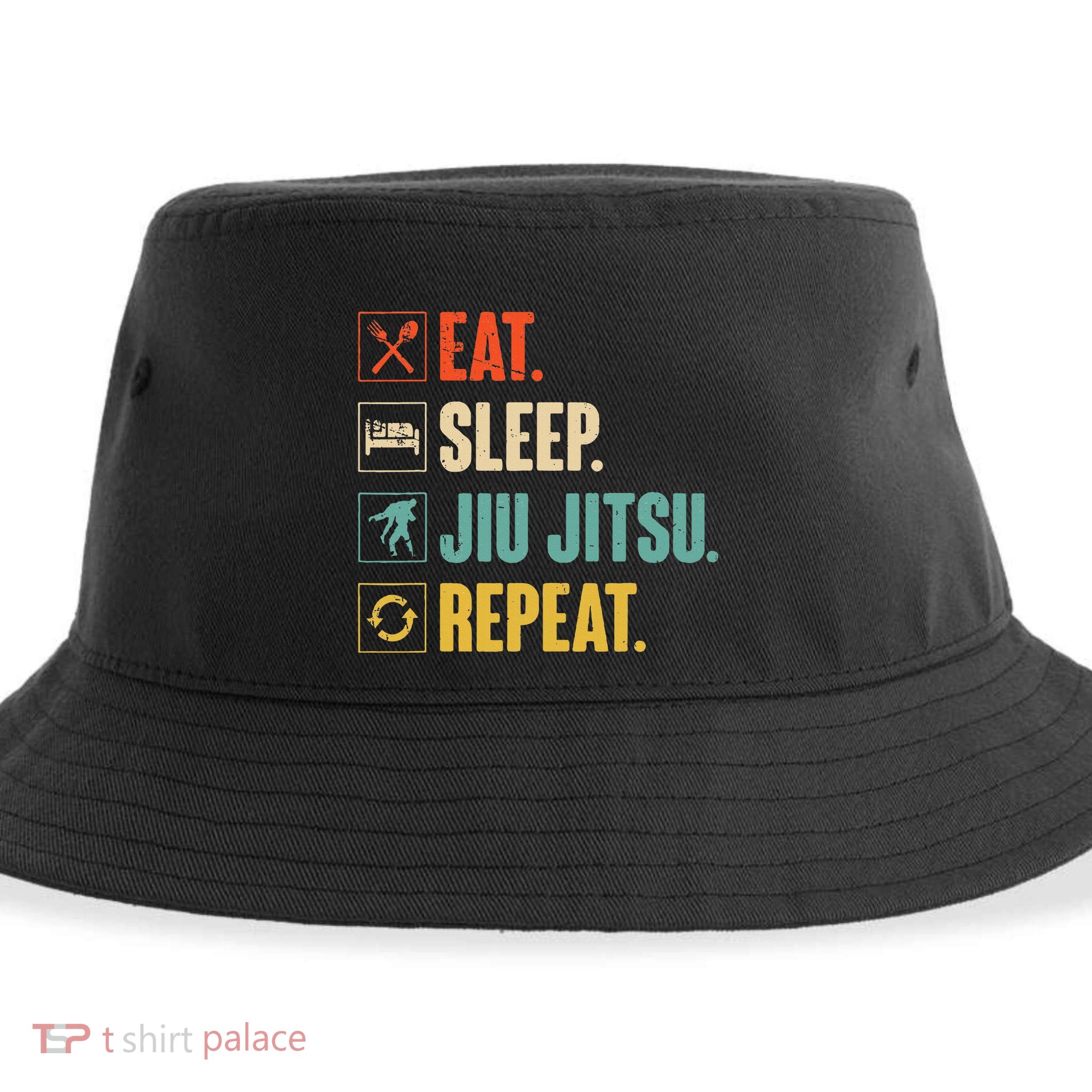 Eat Sleep Jiujitsu Repeat Funny Jiujitsu Martial Art Combat Sustainable Bucket Hat