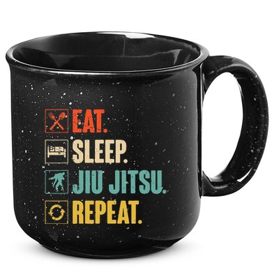 Eat Sleep Jiujitsu Repeat Funny Jiujitsu Martial Art Combat 15oz Campfire Ceramic Mug