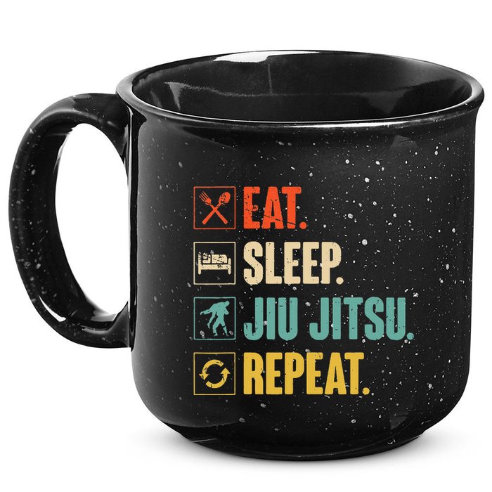 Eat Sleep Jiujitsu Repeat Funny Jiujitsu Martial Art Combat 15oz Campfire Ceramic Mug