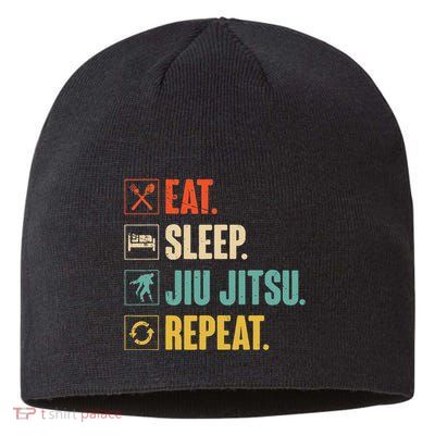 Eat Sleep Jiujitsu Repeat Funny Jiujitsu Martial Art Combat Sustainable Beanie