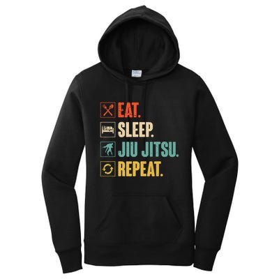 Eat Sleep Jiujitsu Repeat Funny Jiujitsu Martial Art Combat Women's Pullover Hoodie